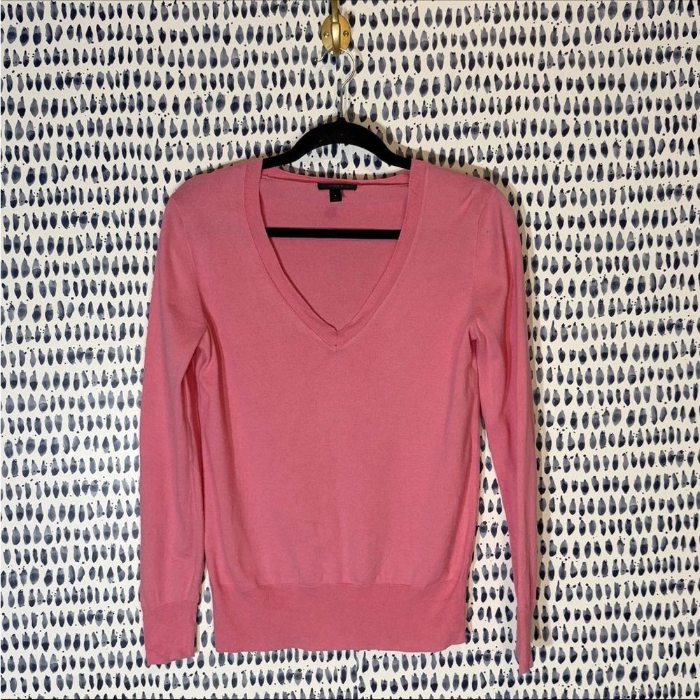 J. Crew Women’s Cotton V-Neck Sweater in Pink sz S #58479 lightweight top